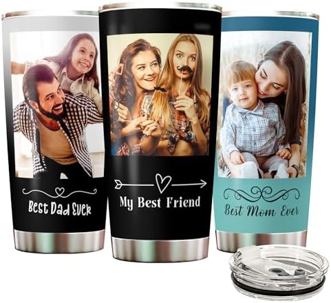 Personalized Photo Tumbler with Handle for Dad Mom Families